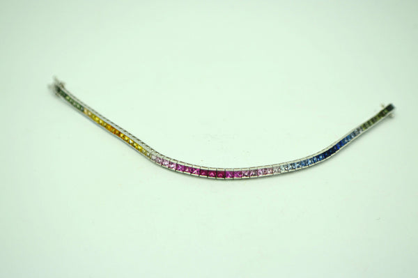 Rainbow Sapphire Bracelet in 18kt White Gold!